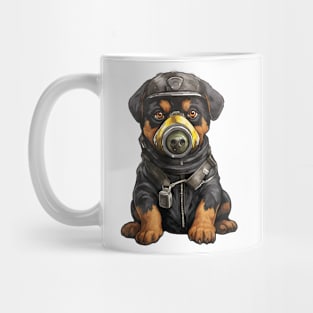 Rottweiler Dog Wearing Gas Mask Mug